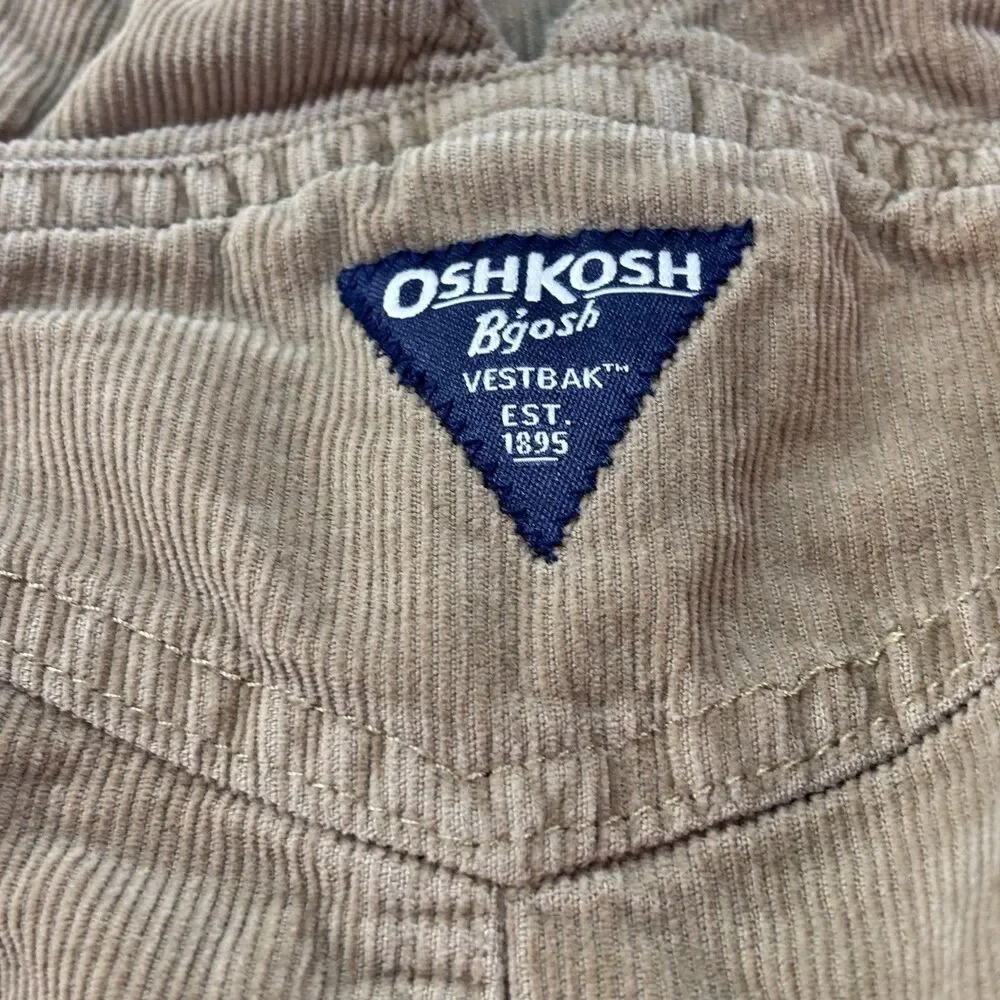 OshKosh B'gosh Vestbak 2T Corduroy Lined Brown Overalls Red/Black Bufallo Plaid